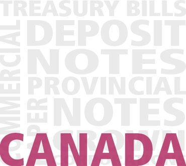 Canada headline with financial words in the background